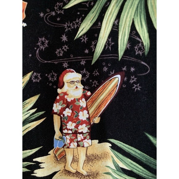 Vtg RJC Men's Made In Hawaii, Button Down Tropical Santa Shirt, Christmas Med - Picture 4 of 16